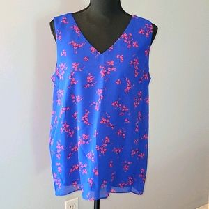 Ann Taylor Factory Floral VNeck, Sleeveless Blouse